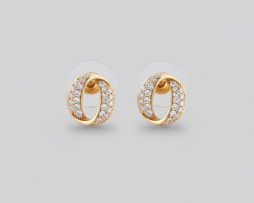 Crystal Loop Gold Stud Earrings