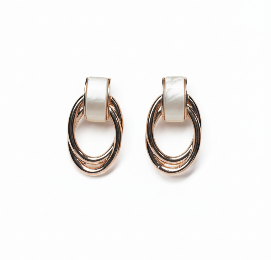 Mother-of-Pearl Linked Hoop Earrings