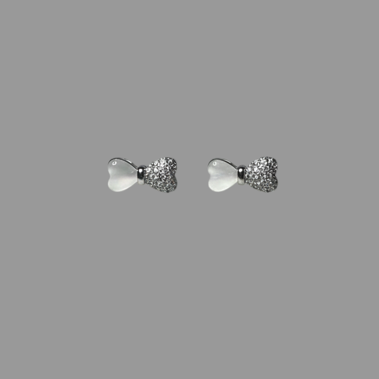 Sparkle Bow Heart Studs