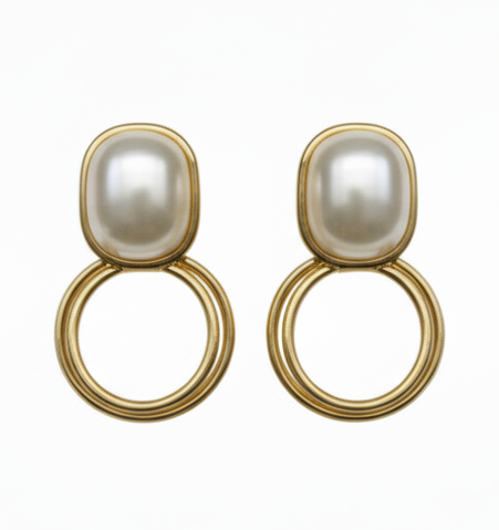 Golden Halo Pearl Earrings