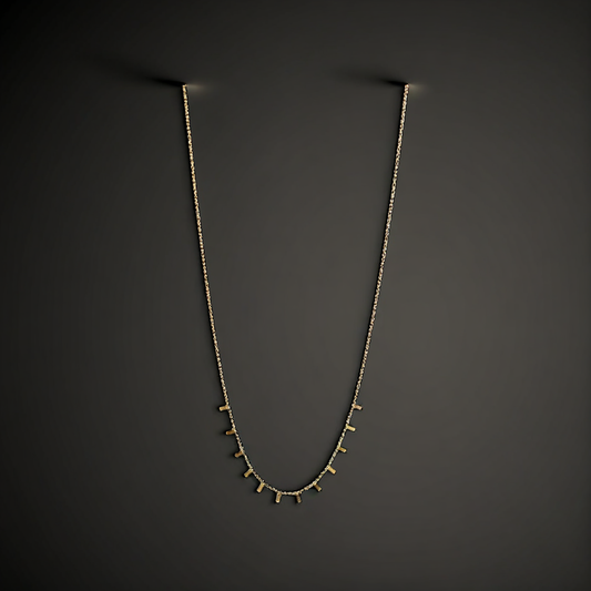 Gold Chain with Vertical Bar Droplets