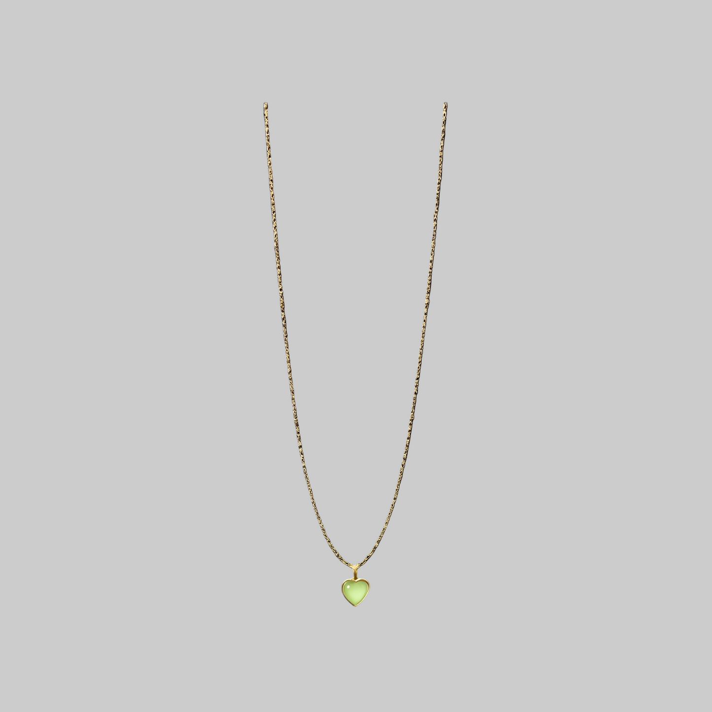 Gold Chain with Green Heart Pendant