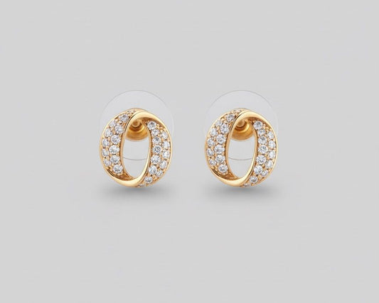 Crystal Loop Gold Stud Earrings