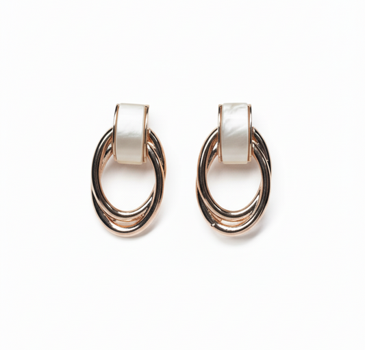 Mother-of-Pearl Linked Hoop Earrings