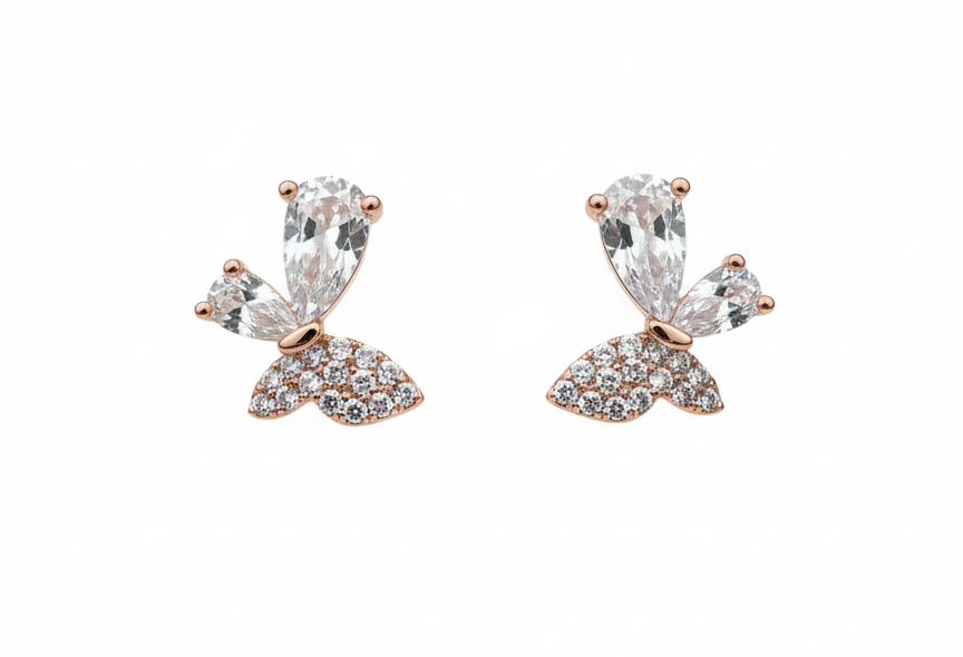 Crystal Butterfly Stud Earrings