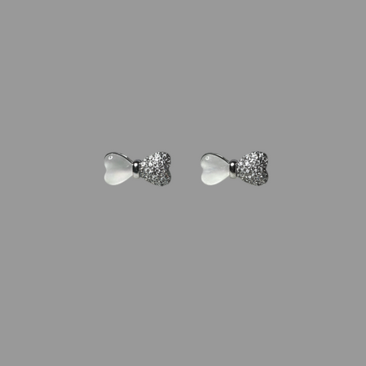 Sparkle Bow Heart Studs