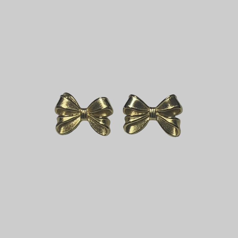 Golden Ribbon Bow Studs