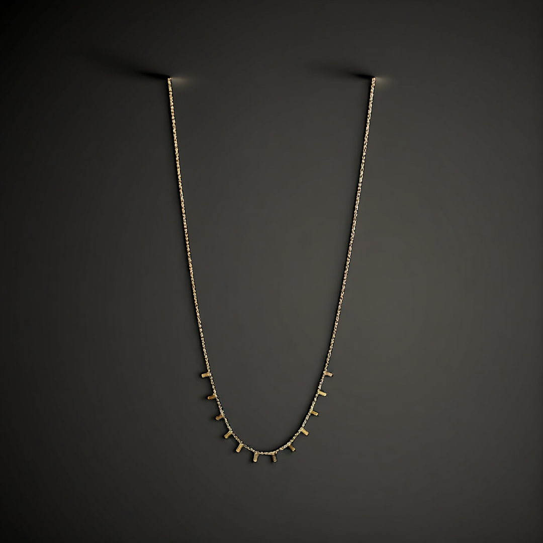 Gold Chain with Vertical Bar Droplets