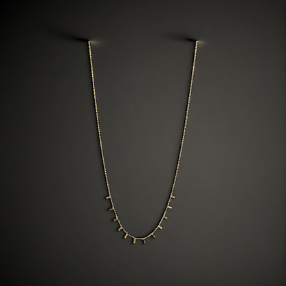 Gold Chain with Vertical Bar Droplets