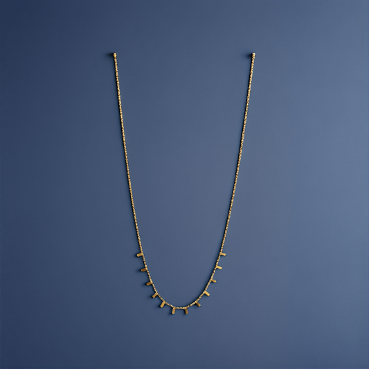 Gold Chain with Vertical Bar Droplets