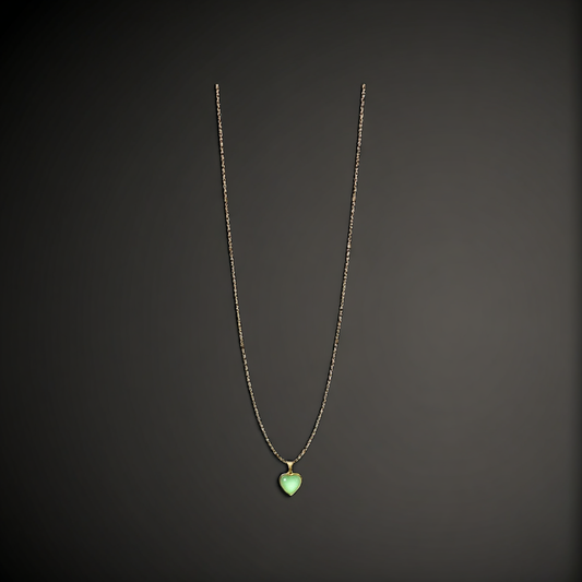 Gold Chain with Green Heart Pendant