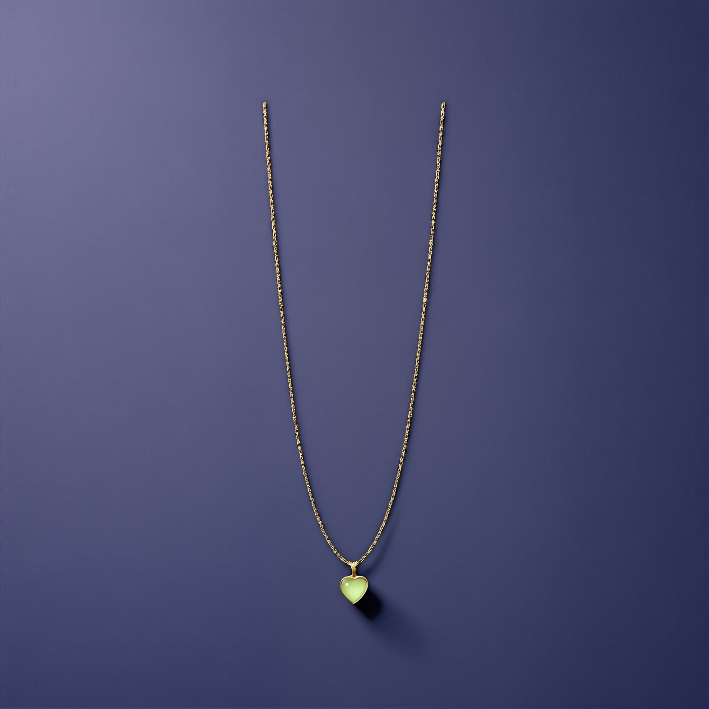 Gold Chain with Green Heart Pendant