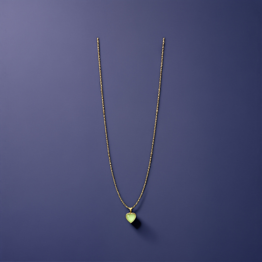 Gold Chain with Green Heart Pendant